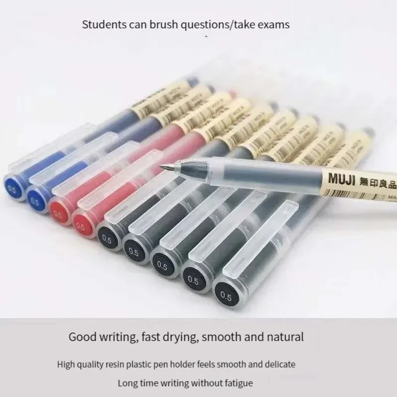 Muji Stationery Gel Pen - 6/8 szt./zestaw Długopisy żelowe MUJI czarne/czerwone/niebieskie