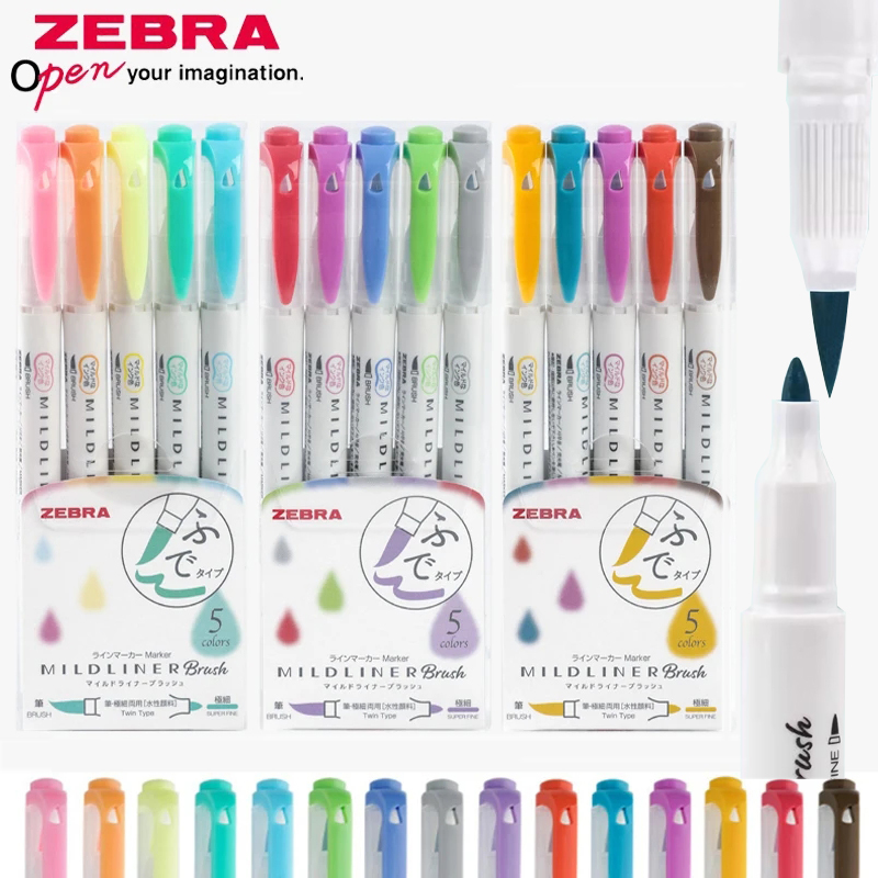 Zebra Pen Sarasa - ZEBRA Mildliner zakreślacze zestaw długopisów japońskie