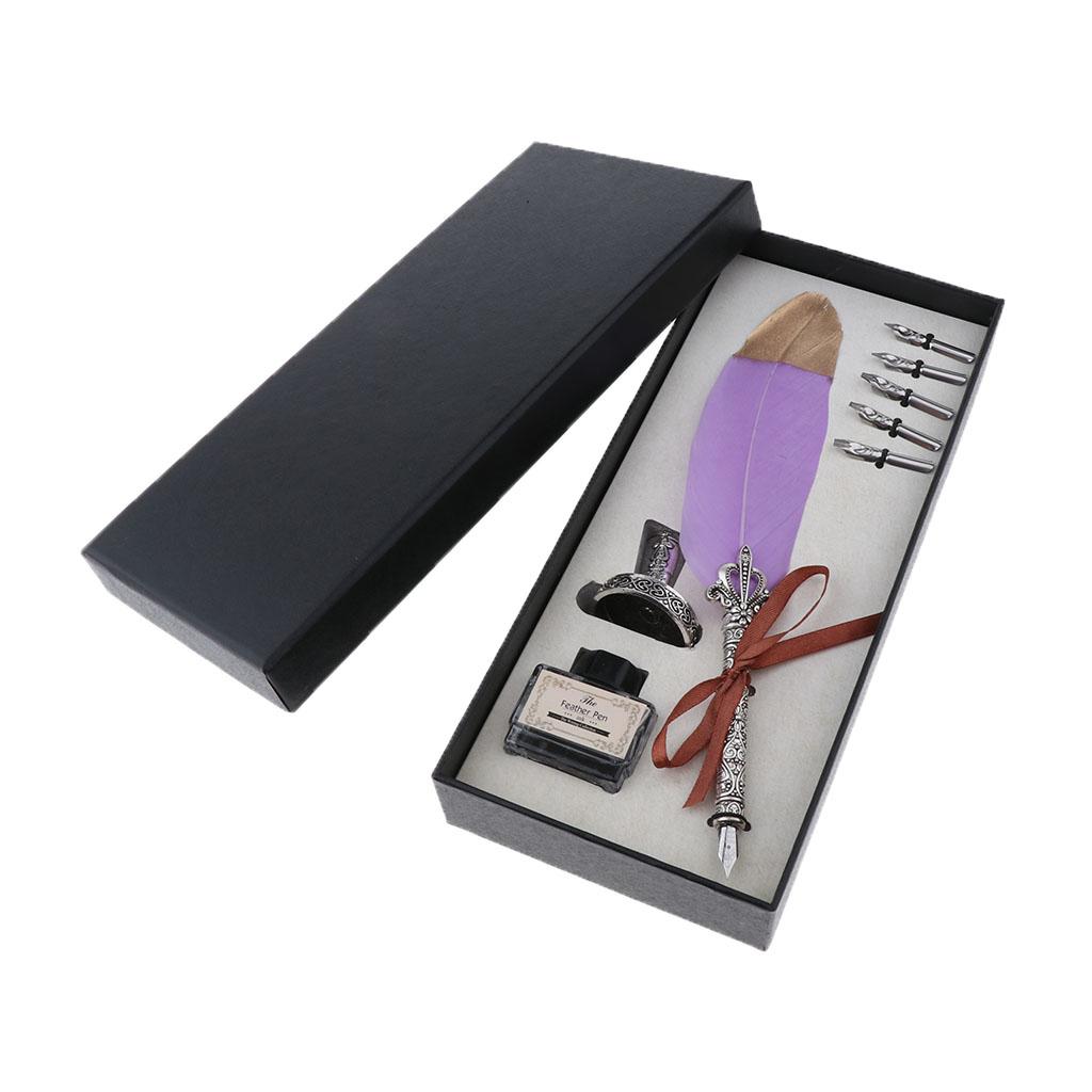 Calligraphy Ink Bottle - Antyczny zestaw do kaligrafii z piórem