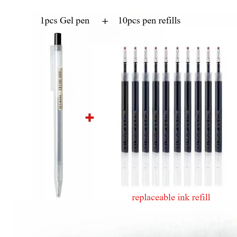 Muji Stationery Gel Pen - 10 szt. wkładów do długopisów wciskanych