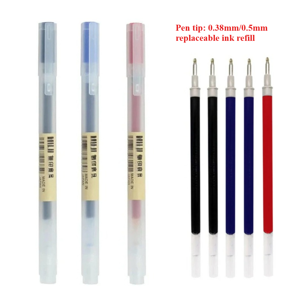 Muji Stationery Gel Pen - Wkłady do długopisów żelowych MUJI, 0.38/0.5mm,