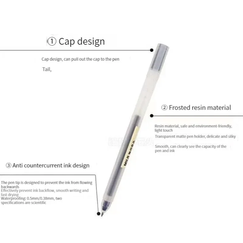 6/8 szt./zestaw Długopis żelow – Muji Stationery Gel Pen recenzja i cena