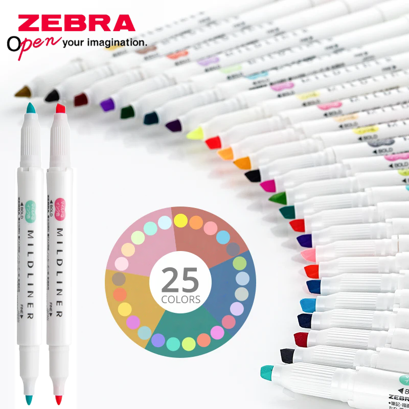 25 Kolorów Japońskie Zakreślac – Zebra Pen Mildliner recenzja i cena